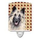 Belgian Tervuren Fall Leaves Portrait Ceramic Night Light Compact, UL-Certified, Ideal for Bedroom, Bathroom, Nursery, Hallway, Kitchen, 6x4x3, Multicolor