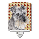 Schnauzer Fall Leaves Portrait Ceramic Night Light Compact, UL-Certified, Ideal for Bedroom, Bathroom, Nursery, Hallway, Kitchen, 6x4x3, Multicolor