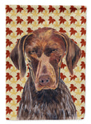 German Shorthaired Pointer Fall Leaves Portrait House Flag 28x40 Porch Sleeve Pole Decorative Outside Yard Banner Artwork Wall Hanging, Polyester