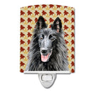 Belgian Sheepdog Fall Leaves Portrait Ceramic Night Light Compact, UL-Certified, Ideal for Bedroom, Bathroom, Nursery, Hallway, Kitchen, 6x4x3, Multicolor