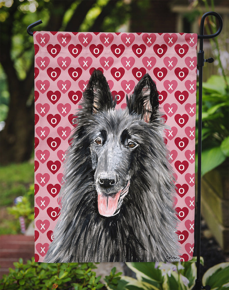 Belgian Sheepdog Hearts Love and Valentine's Day Portrait Flag Garden Size