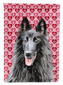Belgian Sheepdog Hearts Love and Valentine's Day Portrait Garden Flag – Decorative Outdoor Yard Flag