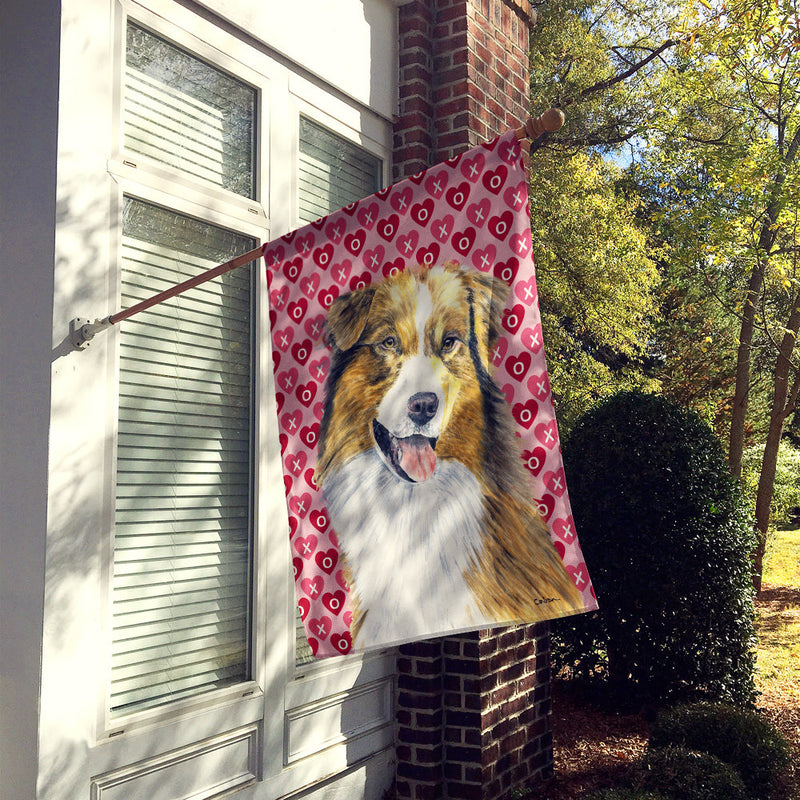 Australian Shepherd Hearts Love and Valentine's Day  Flag Canvas House Size