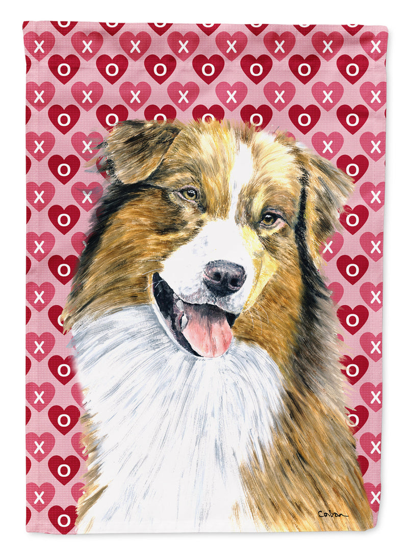 Australian Shepherd Hearts Love Valentine's Day Flag Garden Size