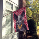 Australian Cattle Dog Hearts Love Valentine's Day House Flag 28x40 Porch Sleeve Pole Decorative Outside Yard Banner Artwork Wall Hanging, Polyester
