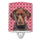 German Shorthaired Pointer Hearts Love and Valentine's Day Ceramic Night Light Compact, UL-Certified, Ideal for Bedroom, Bathroom, Nursery, Hallway, Kitchen, 6x4x3, Multicolor