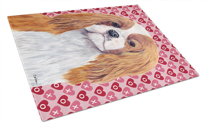 Cavalier Spaniel Hearts Love and Valentine's Day Glass Cutting Boards – Durable, Decorative Kitchen Art Large