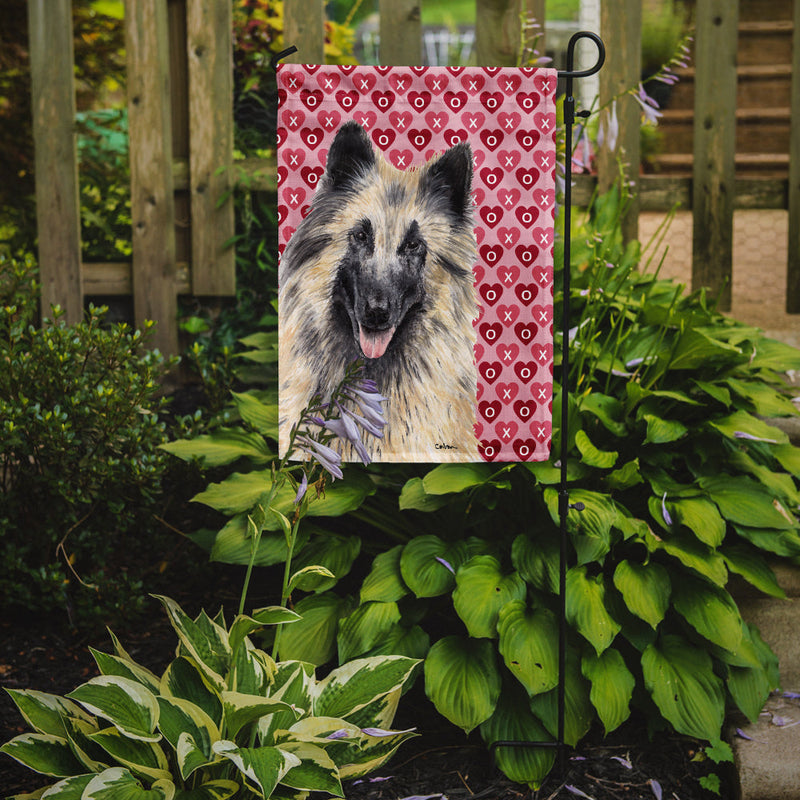 Belgian Tervuren Hearts Love and Valentine's Day Portrait Flag Garden Size