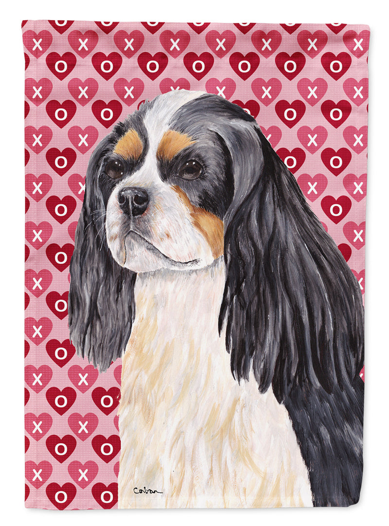 Cavalier Spaniel Hearts Love and Valentine's Day Portrait Garden Flag – Decorative Outdoor Yard Flag