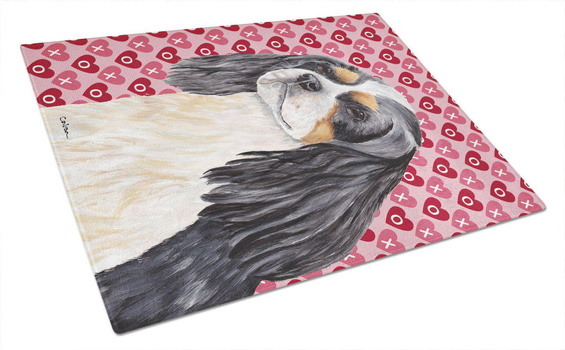 Cavalier Spaniel Hearts Love and Valentine's Day Glass Cutting Boards – Durable, Decorative Kitchen Art Large