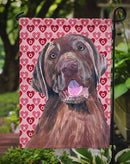 Labrador Chocolate Hearts Love Valentine's Day Garden Flag – Decorative Outdoor Yard Flag