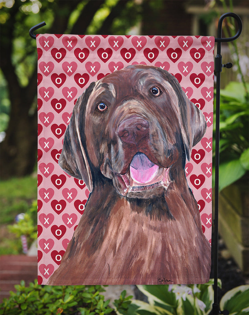 Labrador Chocolate Hearts Love Valentine's Day Garden Flag – Decorative Outdoor Yard Flag