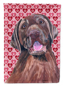 Labrador Chocolate Hearts Love Valentine's Day Garden Flag – Decorative Outdoor Yard Flag