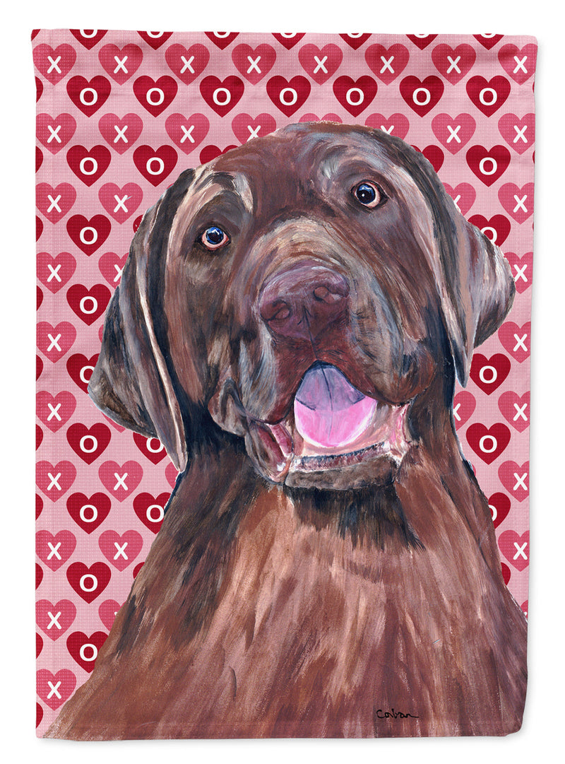 Labrador Chocolate Hearts Love Valentine's Day Garden Flag – Decorative Outdoor Yard Flag