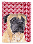 Mastiff Hearts Love and Valentine's Day Portrait Garden Flag – Decorative Outdoor Yard Flag