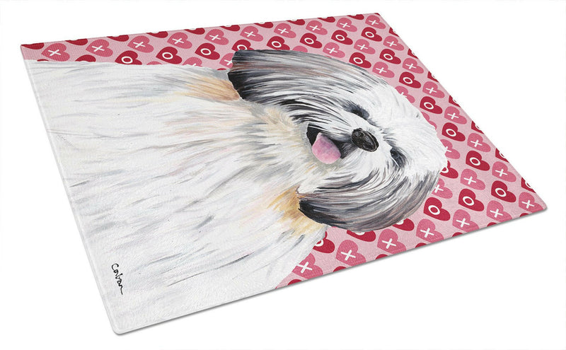Shih Tzu Hearts Love and Valentine's Day Portrait Glass Cutting Boards – Durable, Decorative Kitchen Art Large