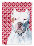 Pit Bull Hearts Love and Valentine's Day Portrait Garden Flag – Decorative Outdoor Yard Flag