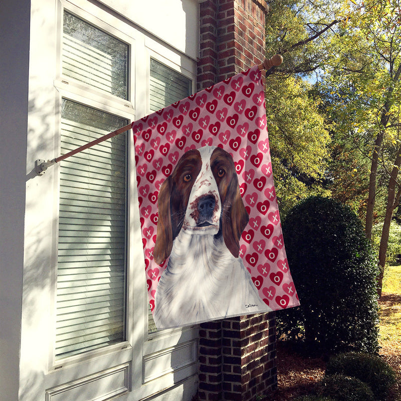 Welsh Springer Spaniel Hearts Love Valentine's Day Flag Canvas House Size