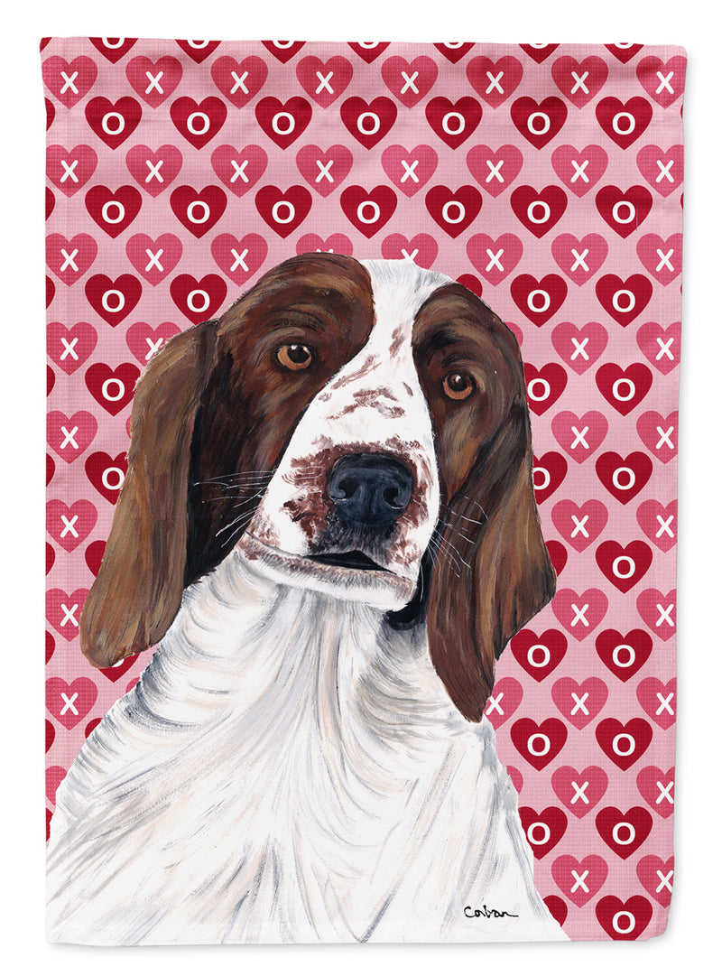 Welsh Springer Spaniel Hearts Love Valentine's Day Flag Canvas House Size