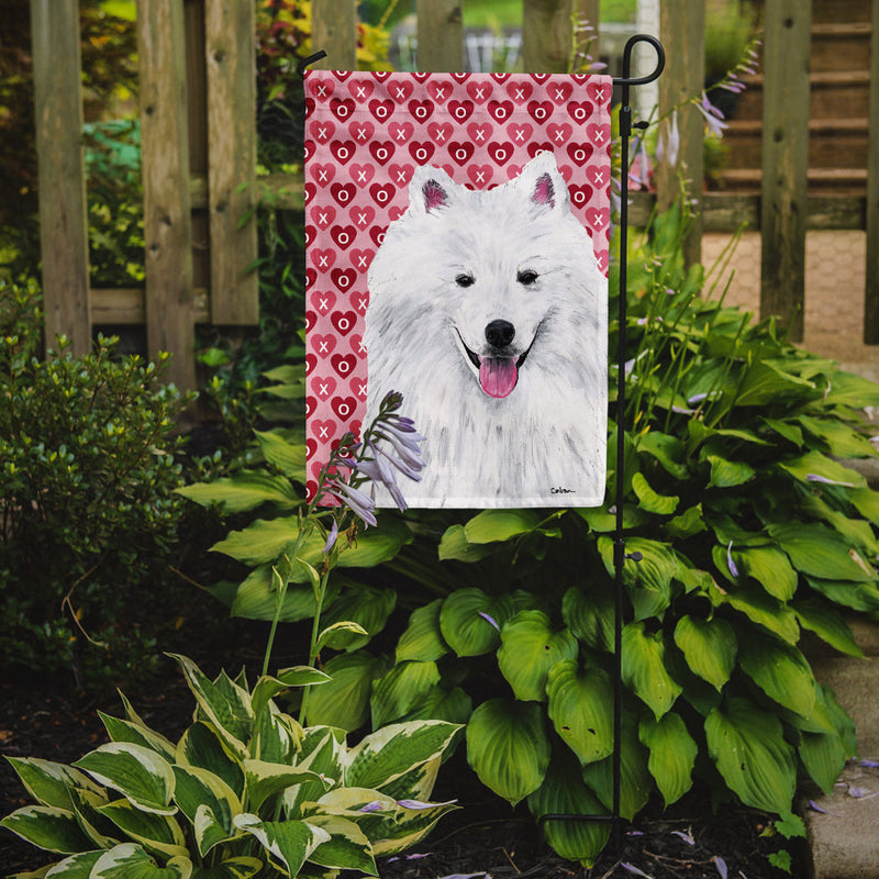 American Eskimo Hearts Love and Valentine's Day Portrait Flag Garden Size