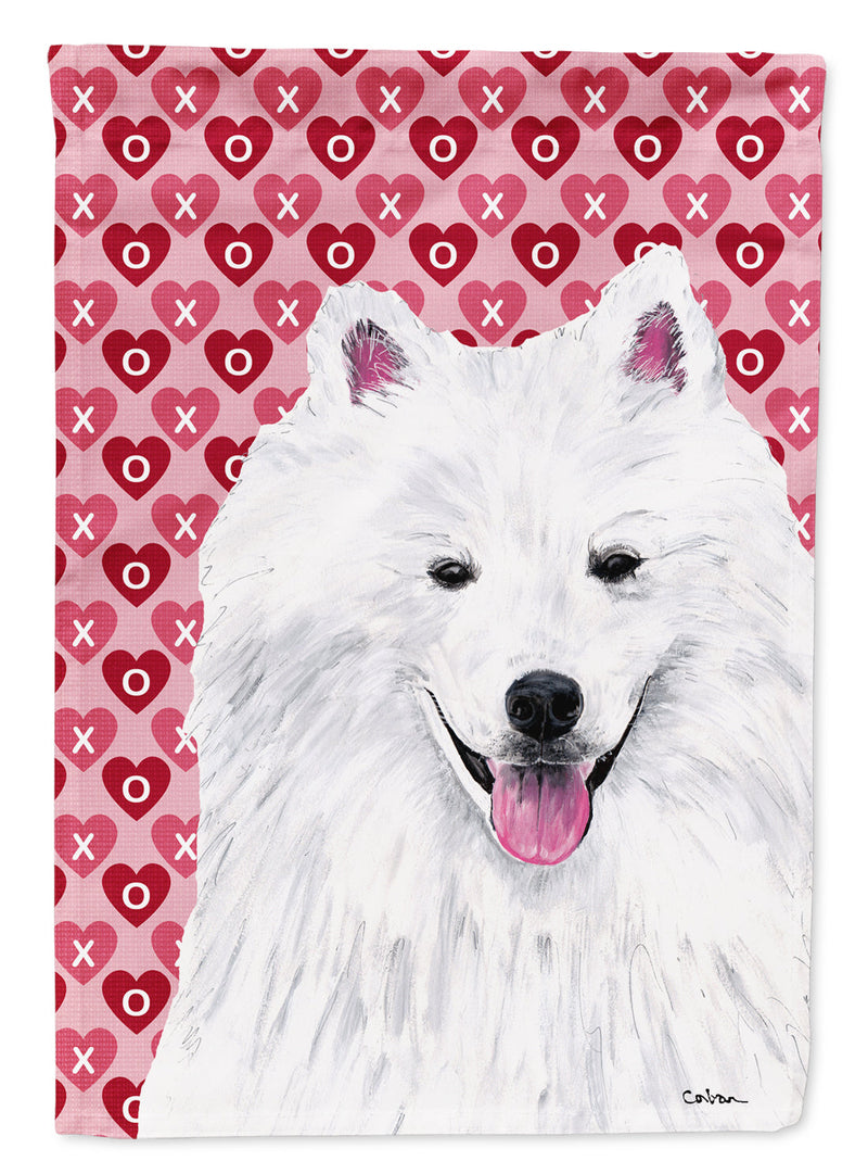 American Eskimo Hearts Love and Valentine's Day Portrait Flag Garden Size