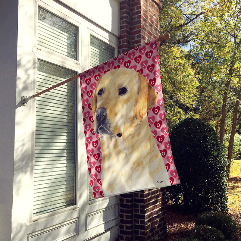 Labrador Yellow Hearts Love Valentine's Day Flag Canvas House Size