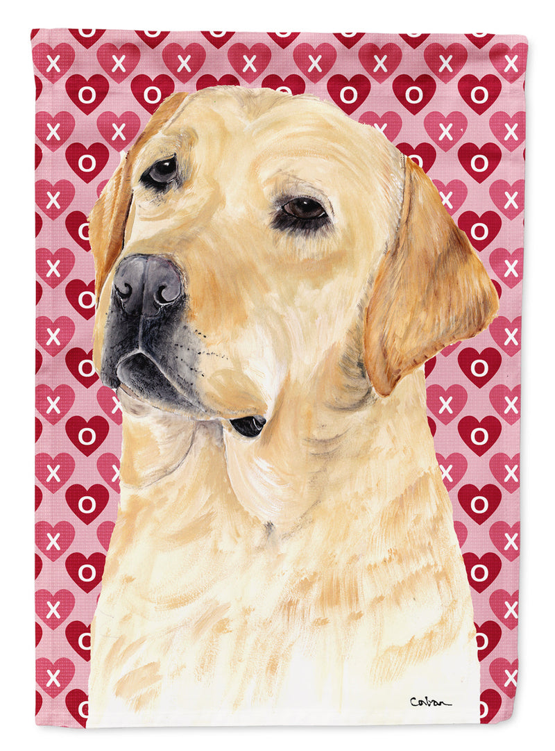 Labrador Yellow Hearts Love Valentine's Day Flag Canvas House Size