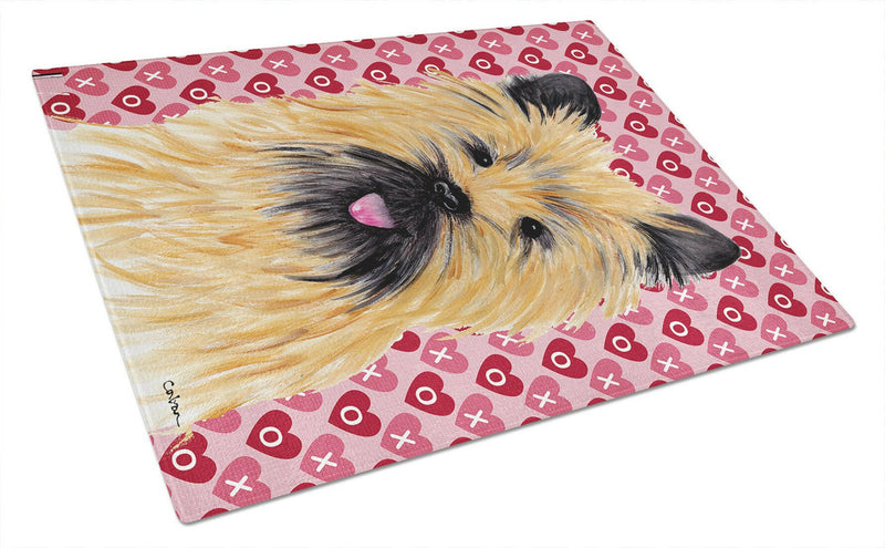 Cairn Terrier Hearts Love and Valentine's Day Glass Cutting Board Large