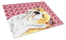 Bulldog English Hearts Love and Valentine's Day Glass Cutting Boards – Durable, Decorative Kitchen Art Large