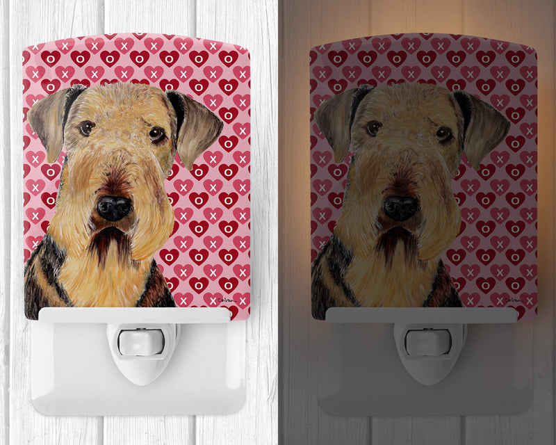 Airedale Hearts Love and Valentine's Day Portrait Ceramic Night Light SC9266CNL