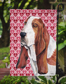 Basset Hound Hearts Love and Valentine's Day Portrait Garden Flag – Decorative Outdoor Yard Flag