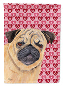 Pug Hearts Love and Valentine's Day Portrait Garden Flag – Decorative Outdoor Yard Flag
