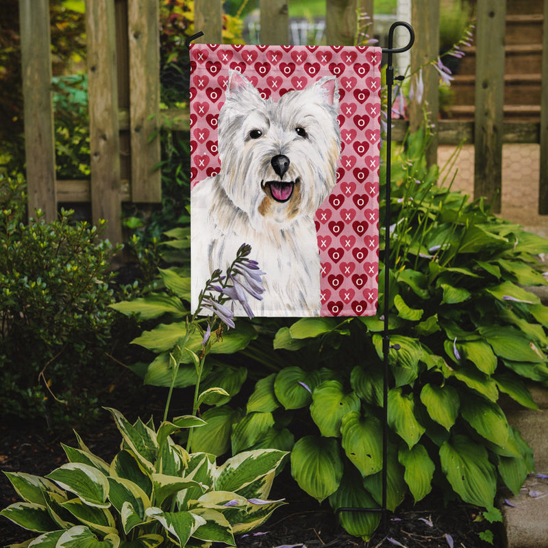 Westie Hearts Love and Valentine's Day Portrait Flag Garden Size