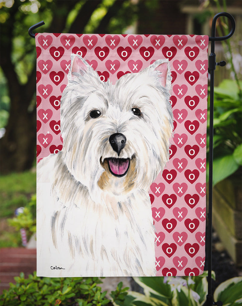 Westie Hearts Love and Valentine's Day Portrait Flag Garden Size