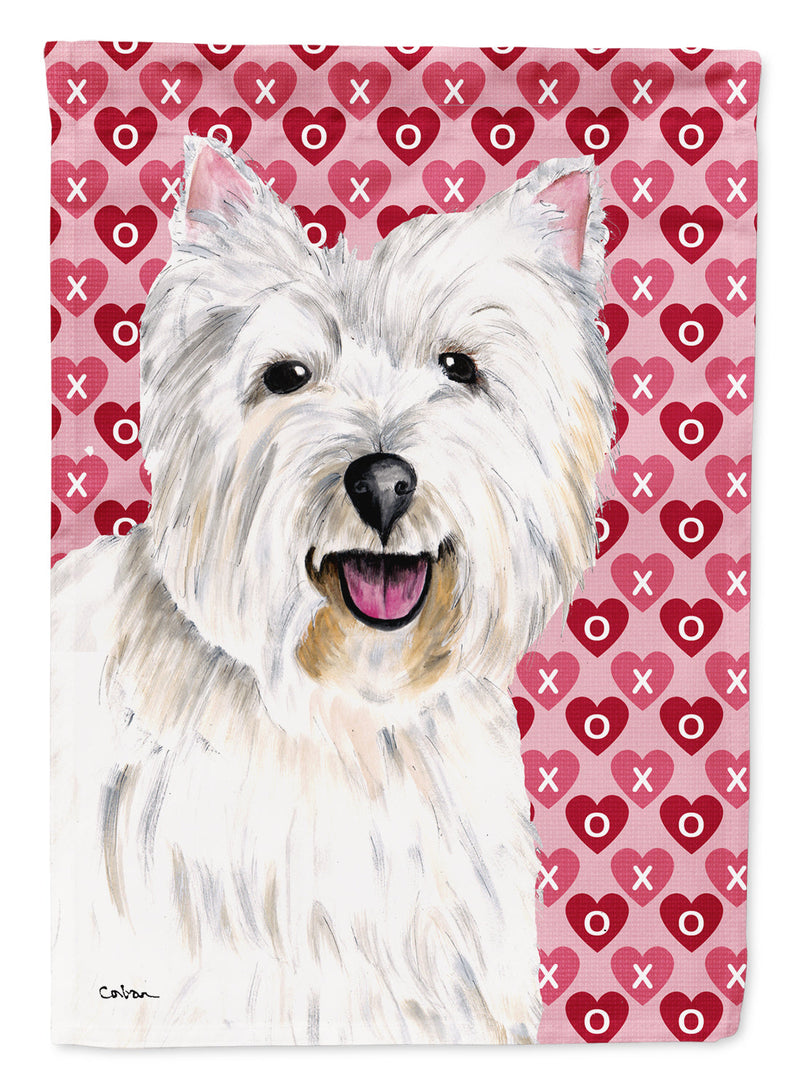 Westie Hearts Love and Valentine's Day Portrait Flag Garden Size