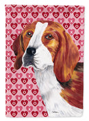 Beagle Hearts Love and Valentine's Day Portrait House Flag 28x40 Porch Sleeve Pole Decorative Outside Yard Banner Artwork Wall Hanging, Polyester