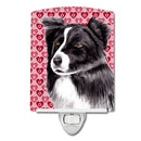 Border Collie Hearts Love and Valentine's Day Portrait Ceramic Night Light SC9272CNL