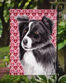 Border Collie Hearts Love and Valentine's Day Portrait Garden Flag – Decorative Outdoor Yard Flag