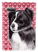 Border Collie Hearts Love and Valentine's Day Portrait Garden Flag – Decorative Outdoor Yard Flag