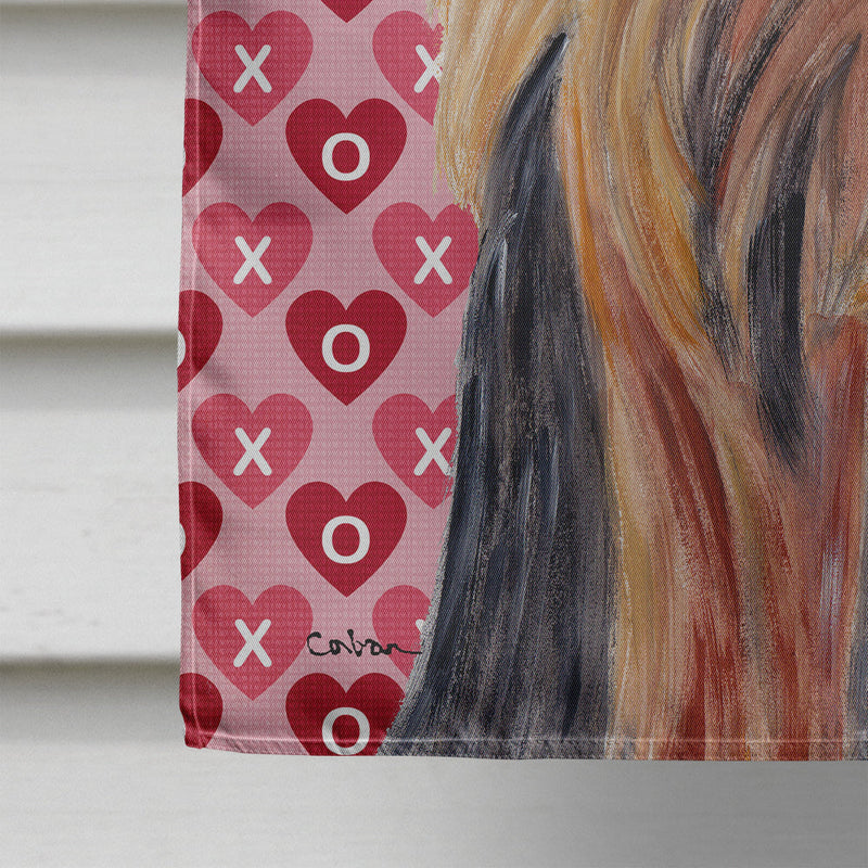 Yorkie Hearts Love and Valentine's Day Portrait Flag Canvas House Size