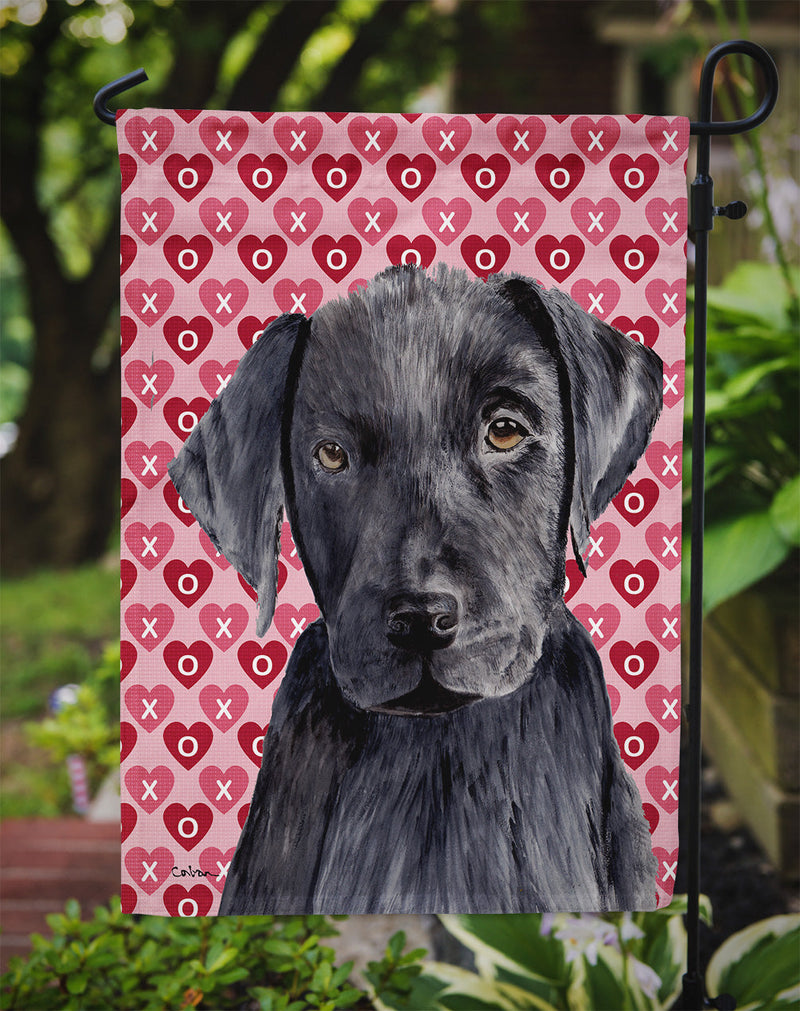 Labrador Black Hearts Love Valentine's Day Garden Flag – Decorative Outdoor Yard Flag