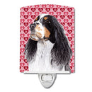 Springer Spaniel Hearts Love Valentine's Day Ceramic Night Light Compact, UL-Certified, Ideal for Bedroom, Bathroom, Nursery, Hallway, Kitchen, 6x4x3, Multicolor