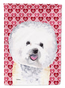 Bichon Frise Hearts Love and Valentine's Day Portrait Flag Canvas House Size