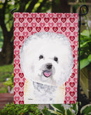 Bichon Frise Hearts Love and Valentine's Day Portrait Garden Flag – Decorative Outdoor Yard Flag