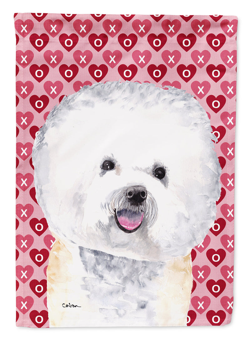 Bichon Frise Hearts Love and Valentine's Day Portrait Flag Garden Size