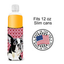 Boston Terrier Hearts Love Valentine's Day Slim Can Hugger – Fun & Functional Drink Coolers SC9279MUK
