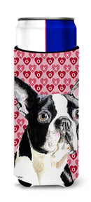 Boston Terrier Hearts Love Valentine's Day Slim Can Hugger – Fun & Functional Drink Coolers SC9279MUK