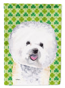 Bichon Frise St. Patrick's Day Shamrock Portrait House Flag 28x40 Porch Sleeve Pole Decorative Outside Yard Banner Artwork Wall Hanging, Polyester