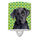 Labrador Black St. Patrick's Day Shamrock Portrait Ceramic Night Light Compact, UL-Certified, Ideal for Bedroom, Bathroom, Nursery, Hallway, Kitchen, 6x4x3, Multicolor