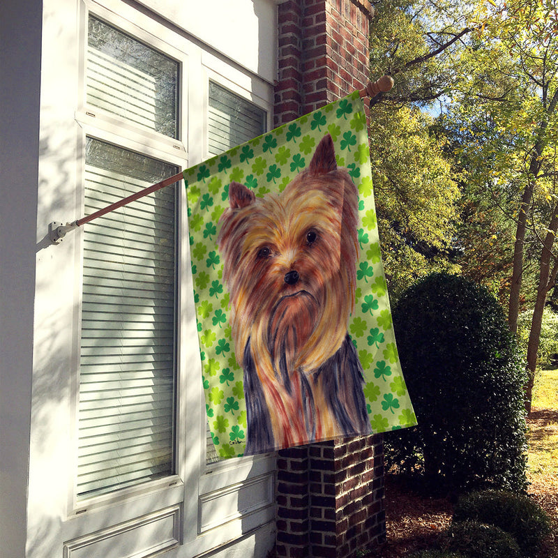 Yorkie St. Patrick's Day Shamrock Portrait Flag Canvas House Size